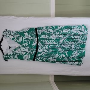Talbots green and white sleeveless dress; size 14w.